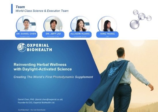 (左⾄右)英國奧帝康⽣醫光動能超⼈團隊0 陳⼦瑄博⼠､劉達均博⼠､黃⼼怡藥師､⾸...